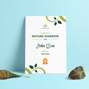 Return2Nature - Handmade paper Nature Warrior certificate